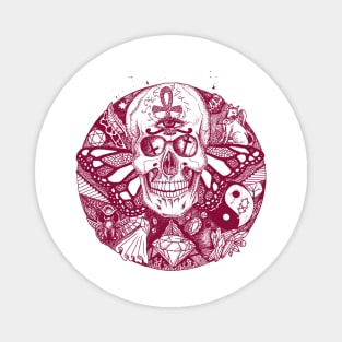 Burgundy Skull Circle of Humanity Magnet